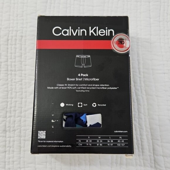 Calvin Klein 4 Pack Men's Boxer Briefs M (32-34) Blue Green Microfiber NEW Soft - Picture 2 of 16